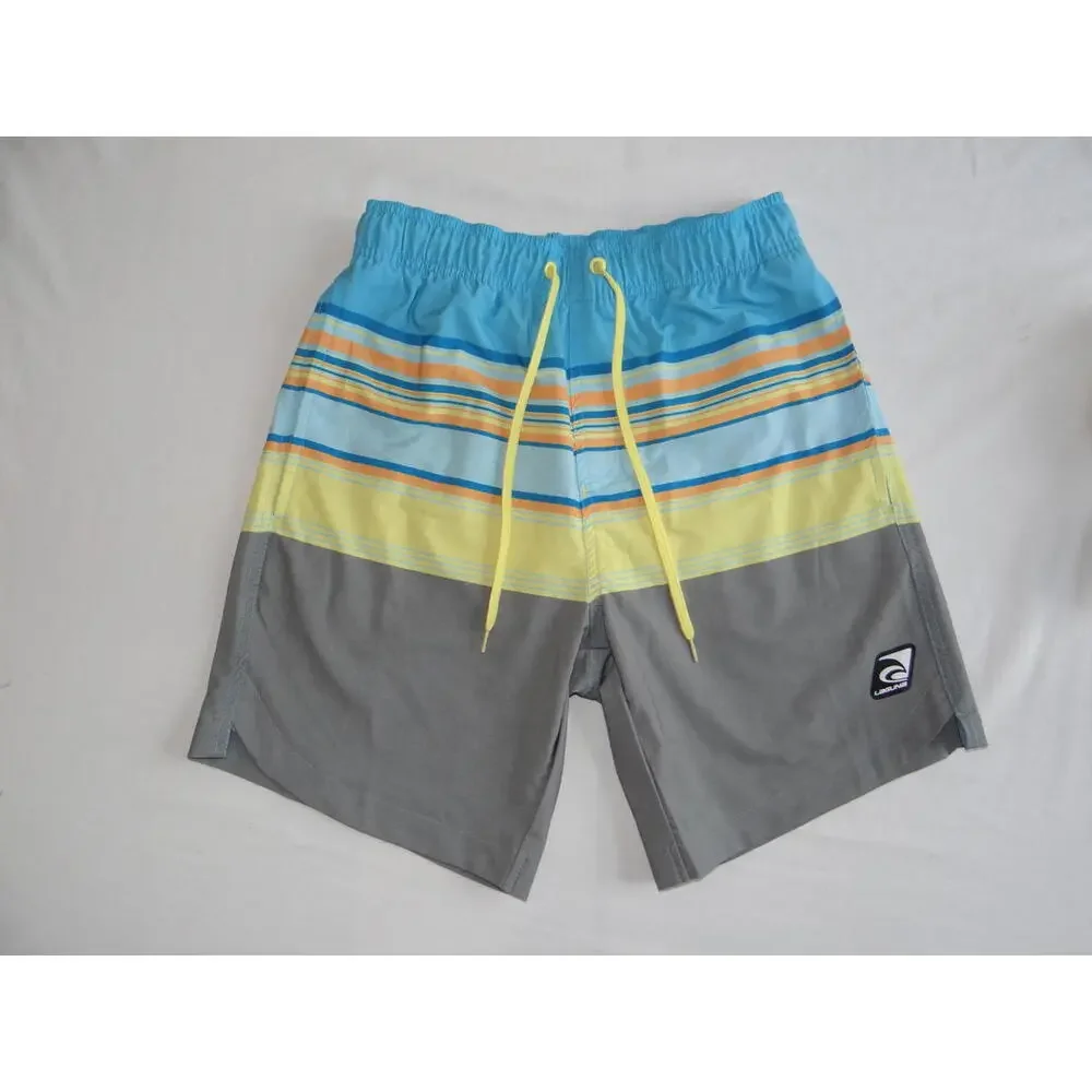 Laguna Men's Beach Shorts - Stylish Stripes in Blue & Gray‎